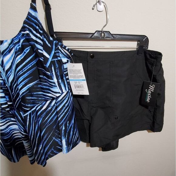 Maxine of Hollywood palm 2pc‎ Tiered tankini boy shorts Plus Size 20 W New - Picture 6 of 13